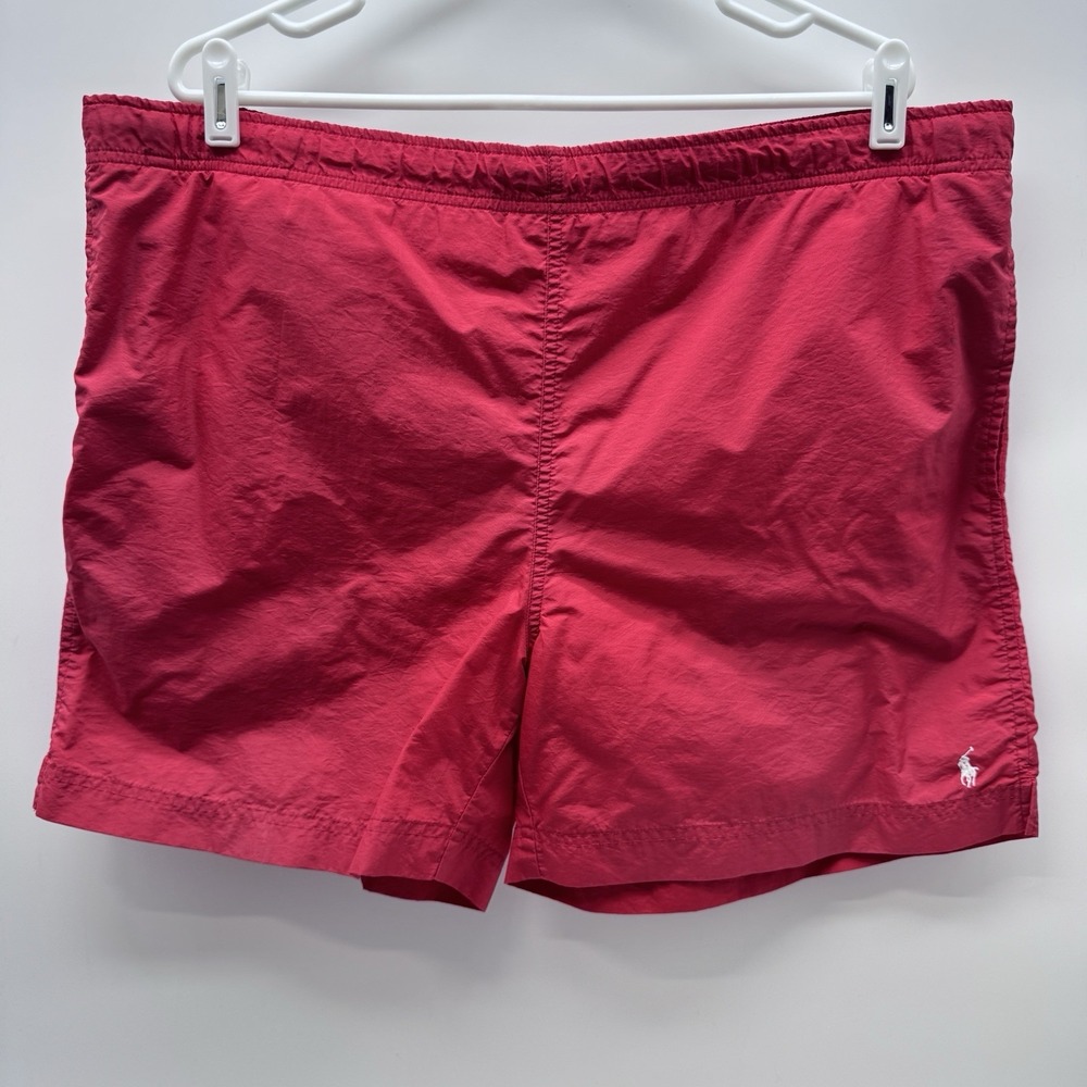 Vintage Polo Sport Ralph Lauren Swim Trunks Shorts Mens L Red Nylon Lined 90s